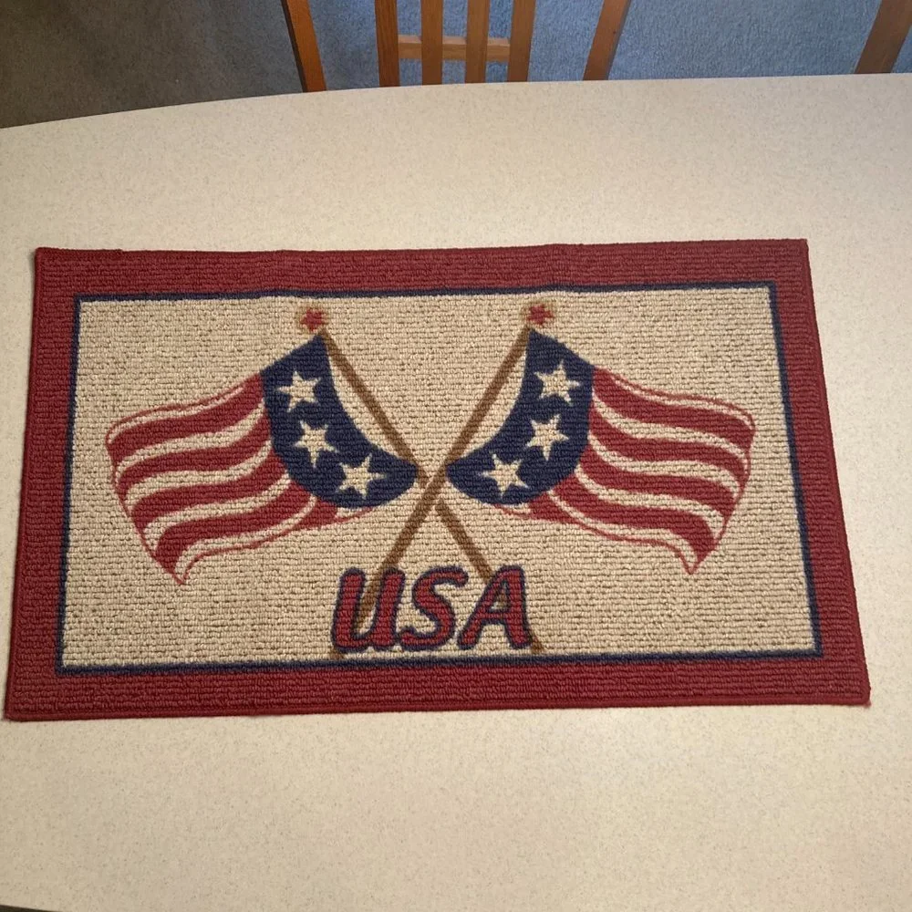 USA Door Mat Patriotic Flags NWOT